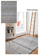 Moroccan Shag Area Rug - Polyester Fabric, Blue/Natural Color Fade, Hand Tufted Hand Carved, 5' X 7' (1 Rug)