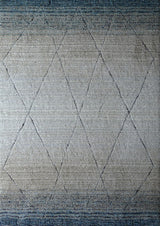 Moroccan Shag Area Rug - Polyester Fabric, Blue/Natural Color Fade, Hand Tufted Hand Carved, 5' X 7' (1 Rug)