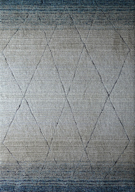 Moroccan Shag Area Rug - Polyester Fabric, Blue/Natural Color Fade, Hand Tufted Hand Carved, 5' X 7' (1 Rug)