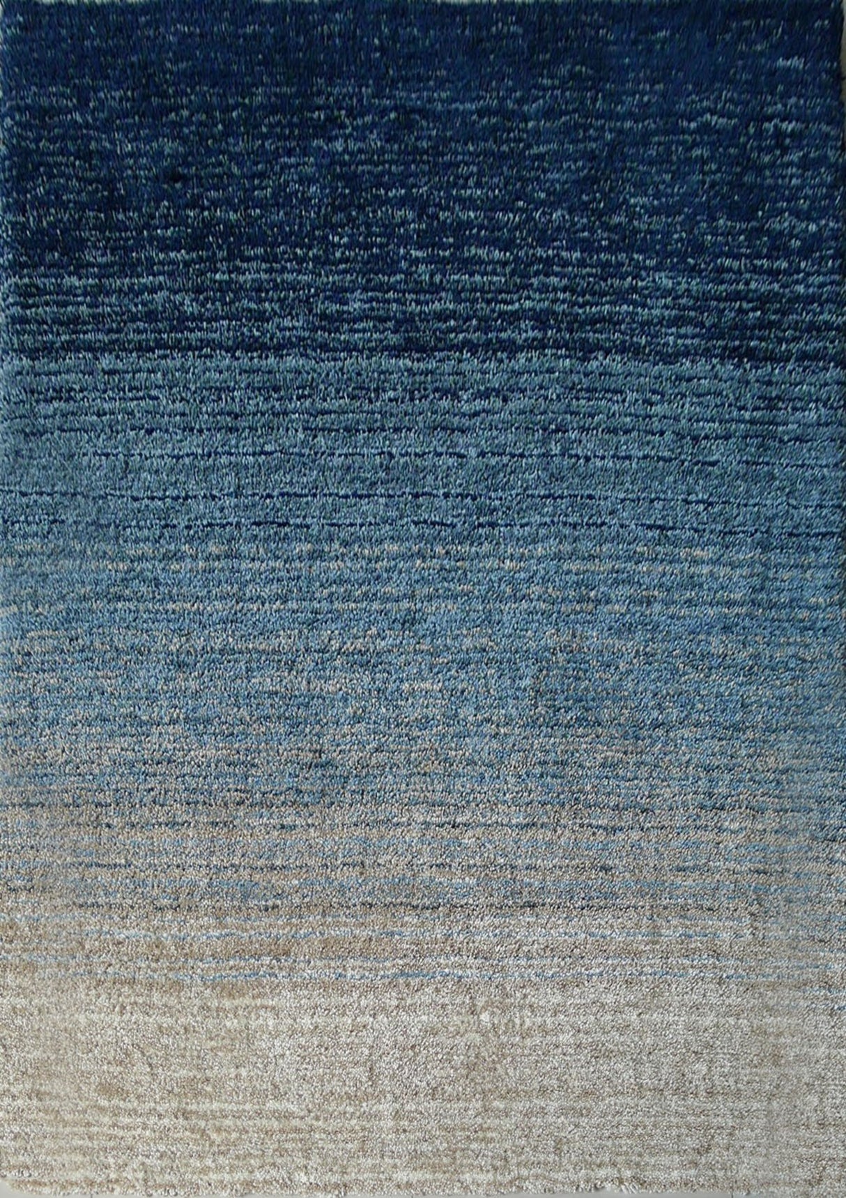 Fading Colors Blue Shade Shag Polyester Fabric - Blue Abstract Shag, Hand Tufted, 7'6" X 10'3" (1 Piece)