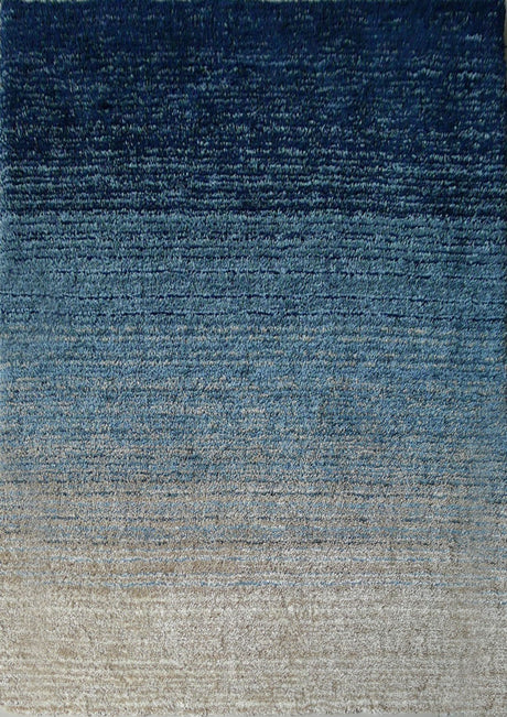 Fading Colors Blue Shade Shag Polyester Fabric - Blue Abstract Shag, Hand Tufted, 7'6" X 10'3" (1 Piece)