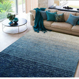 Fading Colors Blue Shade Shag Polyester Fabric - Blue Abstract Shag, Hand Tufted, 7'6" X 10'3" (1 Piece)