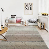 Soft Plush Fluffy Moroccan Lattice Design Shag Area Rug - Beige Lattice Pattern, Plush Shag, Area Rug (5' X 7')