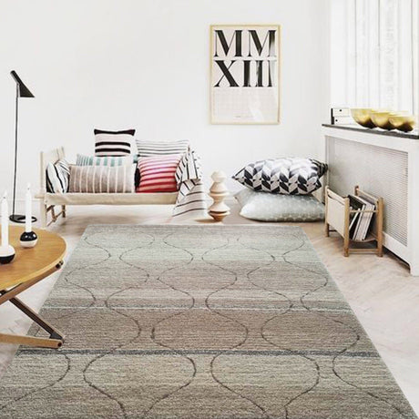 Soft Plush Fluffy Moroccan Lattice Design Shag Area Rug - Beige Lattice Pattern, Plush Shag, Area Rug (5' X 7')