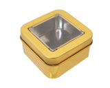 2" Gold Windowed Square Candy Tin Can - Pack of 12