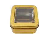 2" Gold Windowed Square Candy Tin Can - Pack of 12