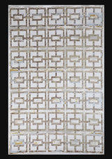 Maximus 200 Polyester Viscose Blend Fabric - Gold Geometric Print, Color-Changing Flat Weave, 7'6" X 10'3" (1 Unit)