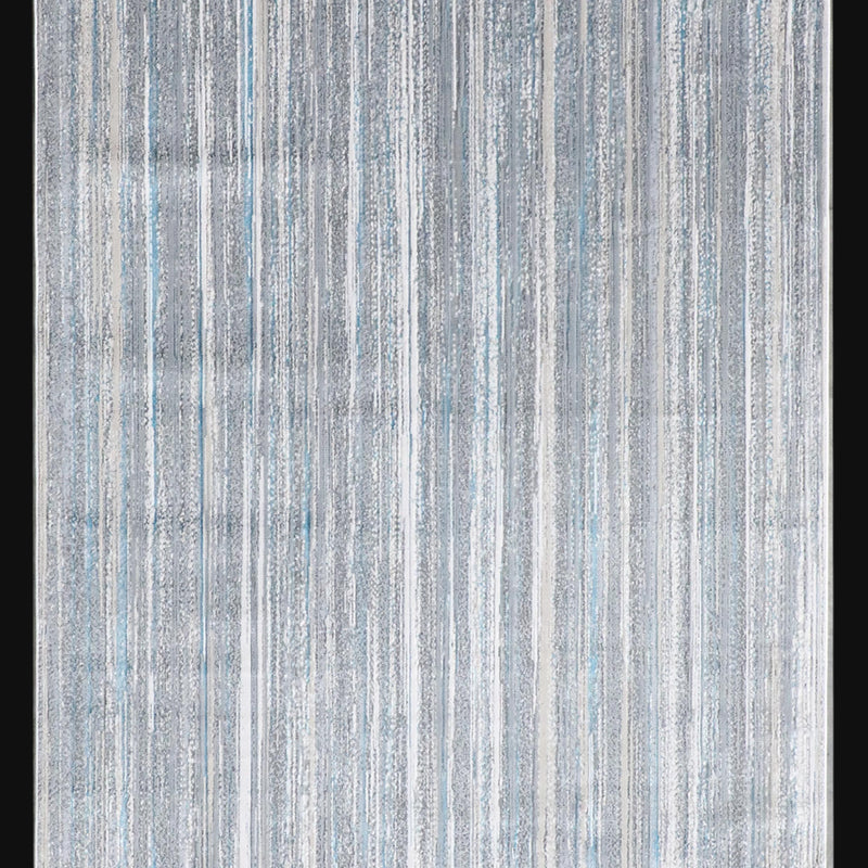 Shinny Shimmery Changing Lines Azure Blue Polyester Viscose Blend Area Rug Fabric - Changing Lines, Blue, 5' 3" X 7' 5" (1 Rug)
