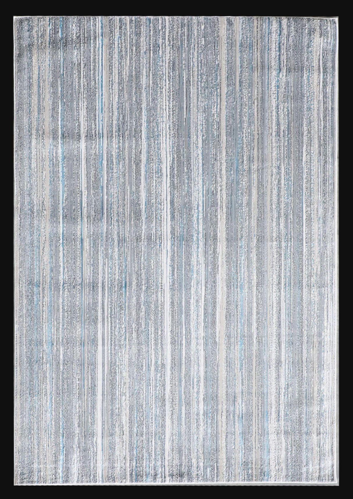 Shinny Shimmery Changing Lines Azure Blue Polyester Viscose Blend Area Rug Fabric - Changing Lines, Blue, 5' 3" X 7' 5" (1 Rug)