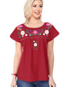 Traditional Mexican Women Blouse - Floral Embroidery, Short Sleeve (S-M-L-XL-2XL-3XL)