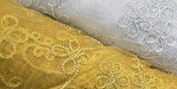 Coco Ribbon Polyester Fabric - Sheer Embroidery, Double Scallop Lace, 52" Width (1 Yard)