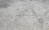 Coco Ribbon Polyester Fabric - Sheer Embroidery, Double Scallop Lace, 52" Width (1 Yard)