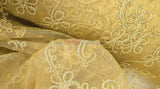 Coco Ribbon Polyester Fabric - Sheer Embroidery, Double Scallop Lace, 52" Width (1 Yard)