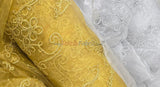 Coco Ribbon Polyester Fabric - Sheer Embroidery, Double Scallop Lace, 52" Width (1 Yard)
