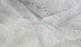 Coco Ribbon Polyester Fabric - Sheer Embroidery, Double Scallop Lace, 52" Width (1 Yard)