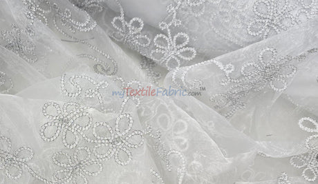 Coco Ribbon Polyester Fabric - Sheer Embroidery, Double Scallop Lace, 52" Width (1 Yard)
