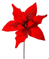 21” x 21" Giant Velvet Glitter Poinsettia Stem
