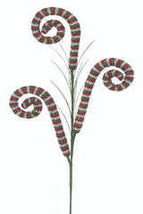 30 Inch Tinsel Swirl Spray – Whimsical Peppermint Magic for a Festive North Pole Look