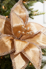 24 Inch x 12 Inch Jeweled Edge Regal Poinsettia Stem – Elegant Warmth with Luxurious Holiday Shine