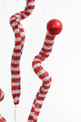 35” Tinsel Peppermint Twist with Ball Spray