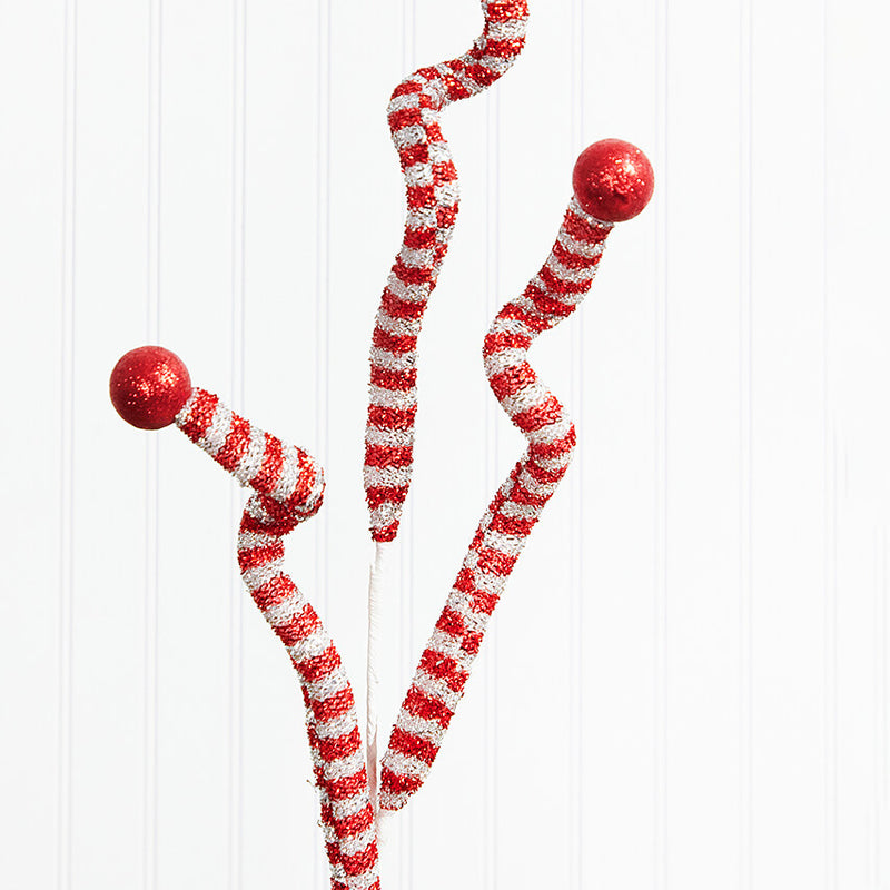35” Tinsel Peppermint Twist with Ball Spray – Festive Christmas Decor Ste