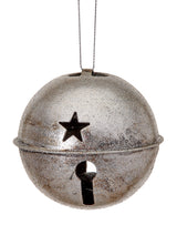 3.5" Glitter Metal Antique Bell Ornament - Silver