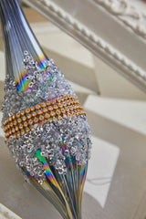 10" Glass Iridescent Jewel Finial Large Ornament
