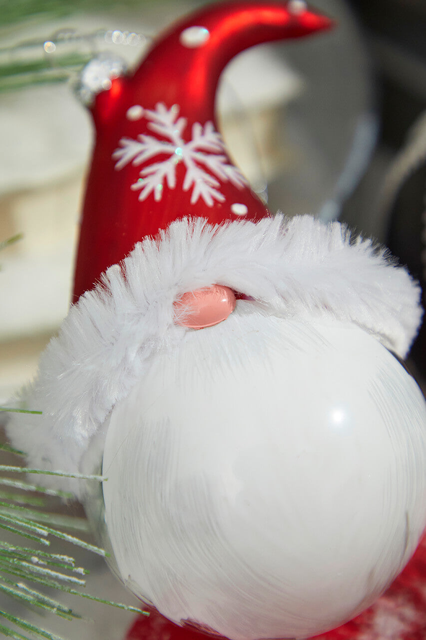 6” Glass Gnome Santa Head Ornament