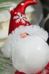 6” Glass Gnome Santa Head Ornament