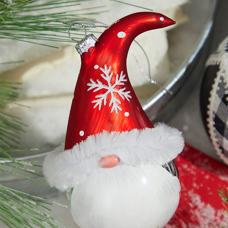 6 Inch Glass Gnome Santa Head Ornament Decorative Christmas Hanging Ornament