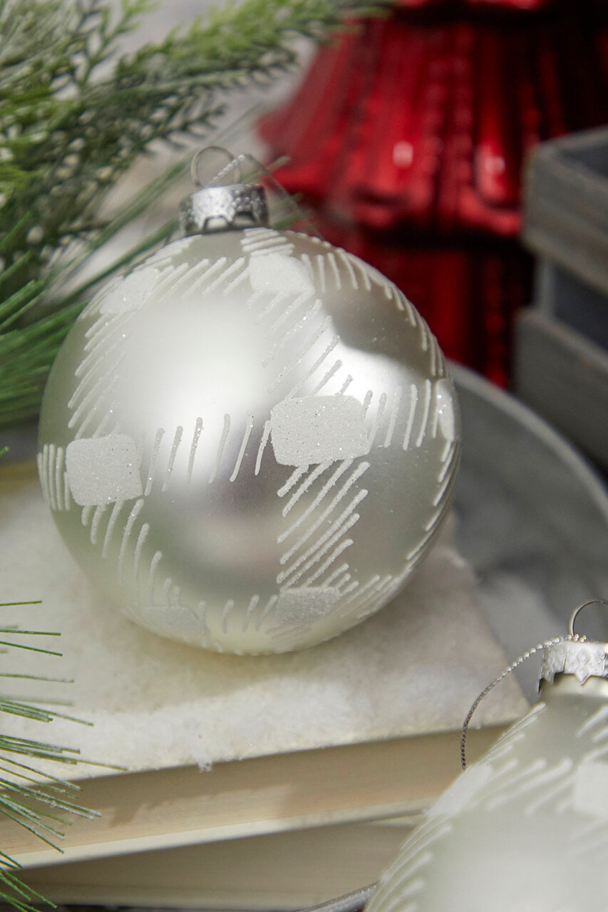 4" Glass Check Ball/Finial Ornament