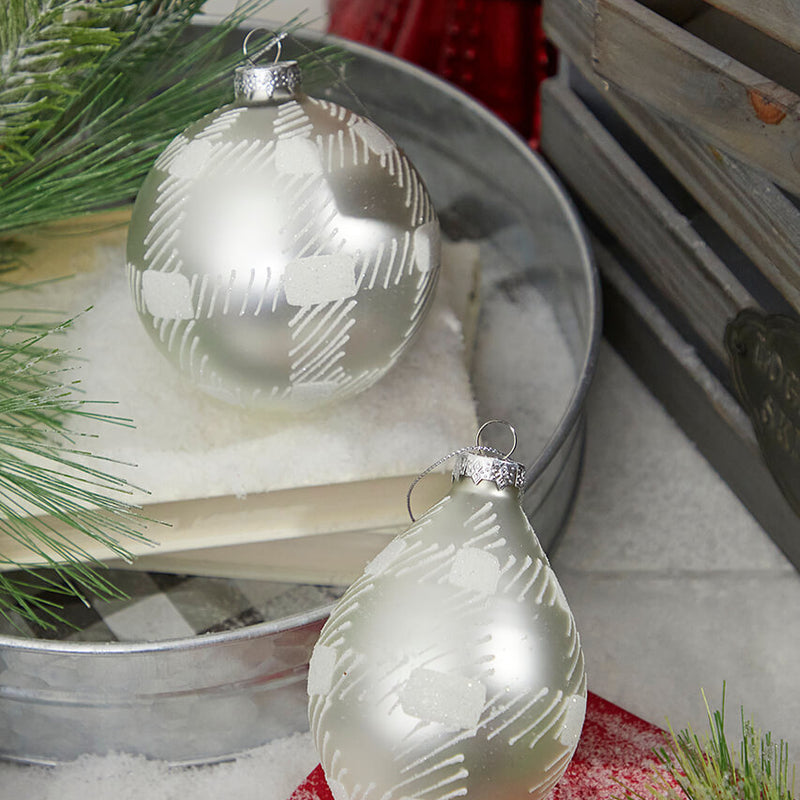 4" Glass Check Ball/Finial Ornament