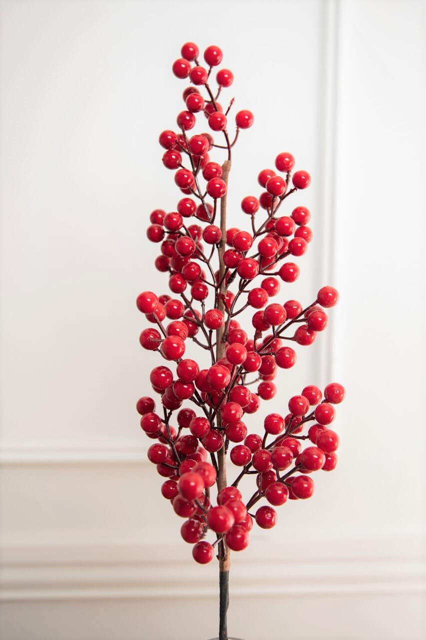 35” Red Orchard Berry Spray