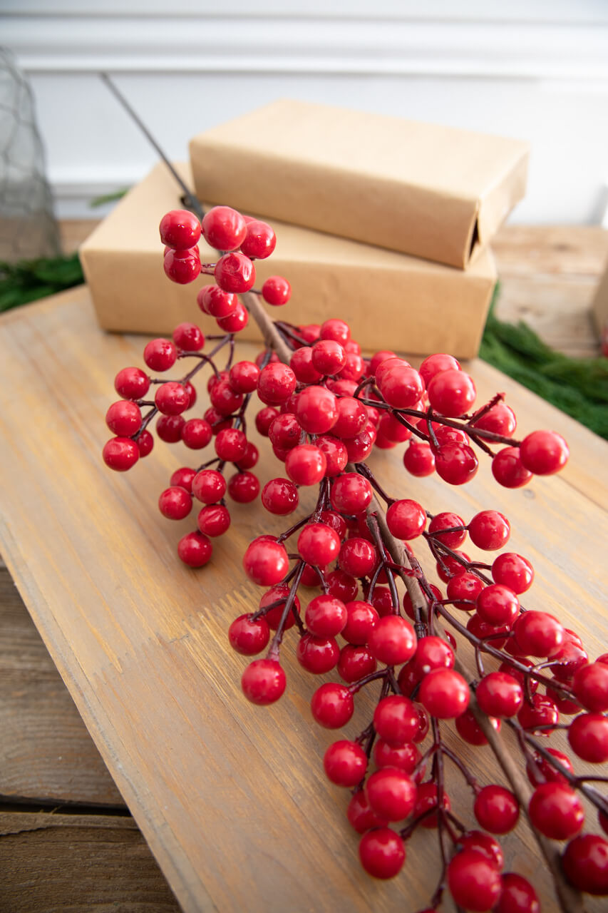 35” Red Orchard Berry Spray