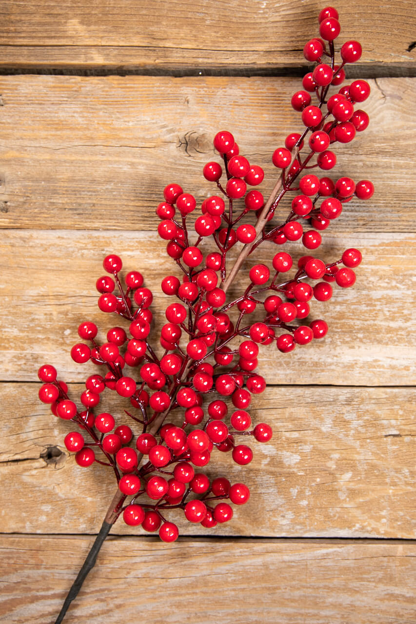 39” Red Tall Berry Spray