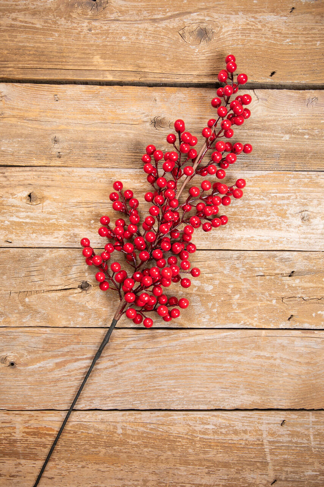 39” Red Tall Berry Spray