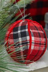 4” Fabric Plaid Ball Ornament