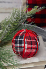 4” Fabric Plaid Ball Ornament