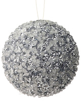 5.5" Diamond Ice Bead Ball Ornament - Silver