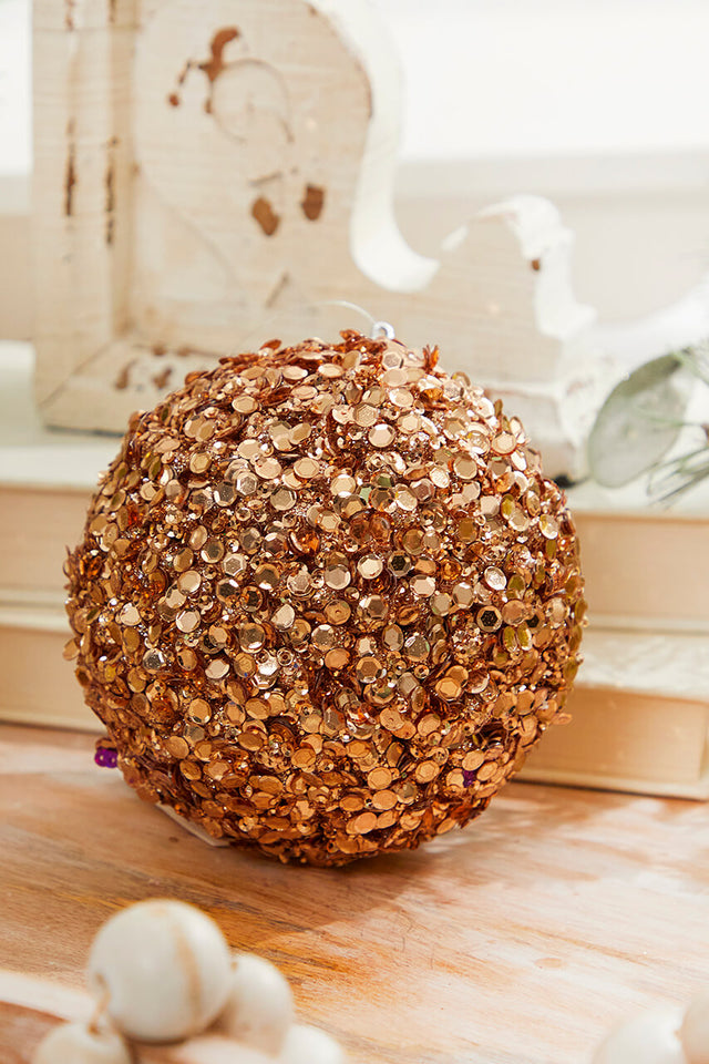4" Rose Gold Sequins & Jewels Ball Ornament
