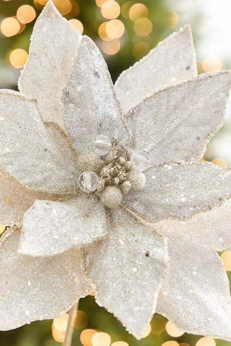 24" x 10” Micro Beaded/Sequins Poinsettia Stem