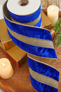 4" x 5 Yard Gold Braid Trim Velvet Gold Back Wired Ribbon
