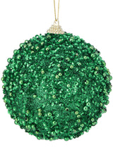 3.5 Inch Green Glitter Ball Ornament Decorative Christmas Tree Ornament