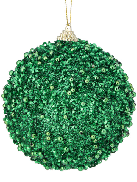 3.5 Inch Green Glitter Ball Ornament Decorative Christmas Tree Ornament
