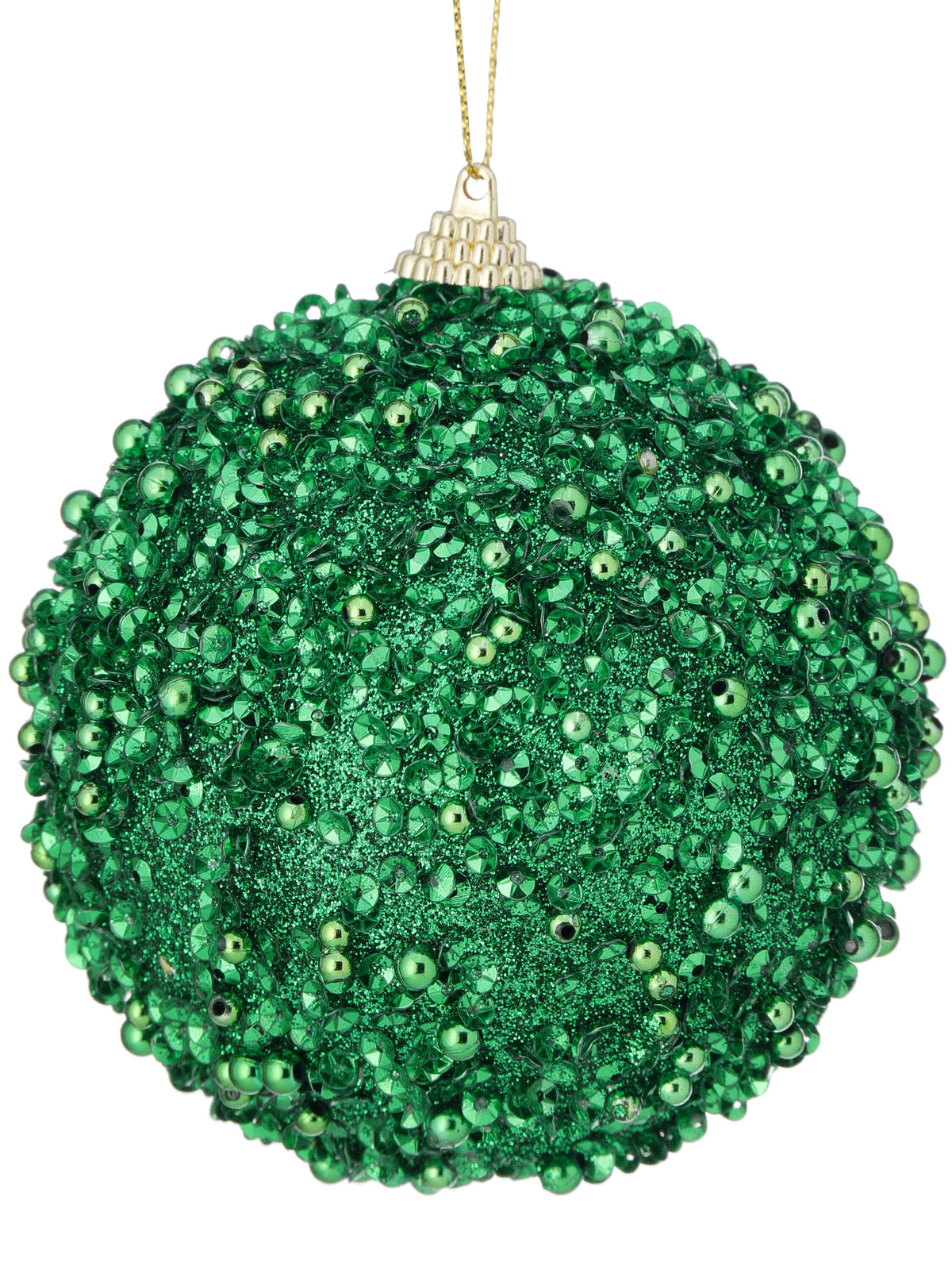 3.5" Glitter Ball Ornament - Green