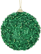 3.5" Glitter Ball Ornament - Green