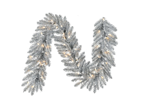 6 Foot LED Silverado Garland Clear Light Silver Christmas Holiday Decor