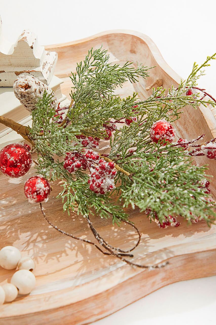 19" Winters Snowberry Spray
