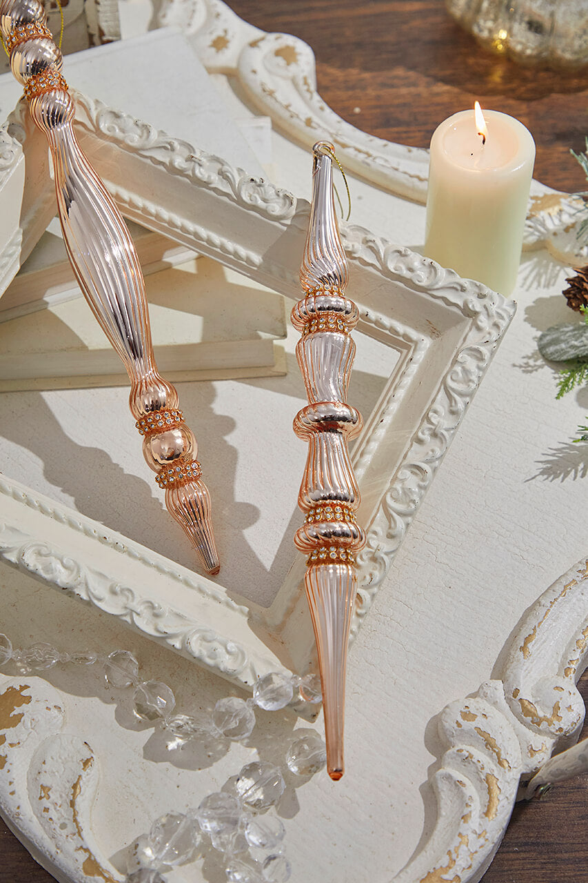 12" Champagne Glass with Jewel Band Icicle Ornament