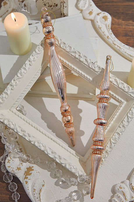 12" Champagne Glass with Jewel Band Icicle Ornament